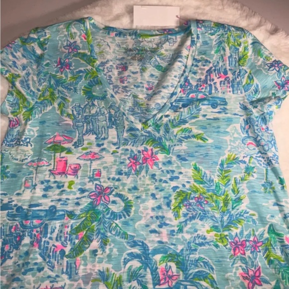 Lilly Pulitzer NWT Etta V-Neck Top What A Lovely Place $48 Size XXS - Picture 5 of 8